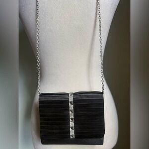 Gunne Sax Black Jessica McClintock Mini Bag  Silver Accents rhinestones vintage